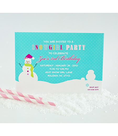 Snow Girl Winter Wonderland Birthday Party Printable Invitation